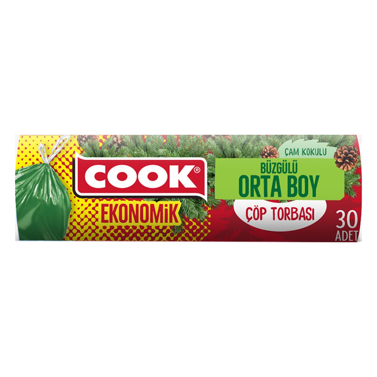 Cook Çam Kokulu Eko Büzgülü Orta Boy Çöp Torbası 30 Adet