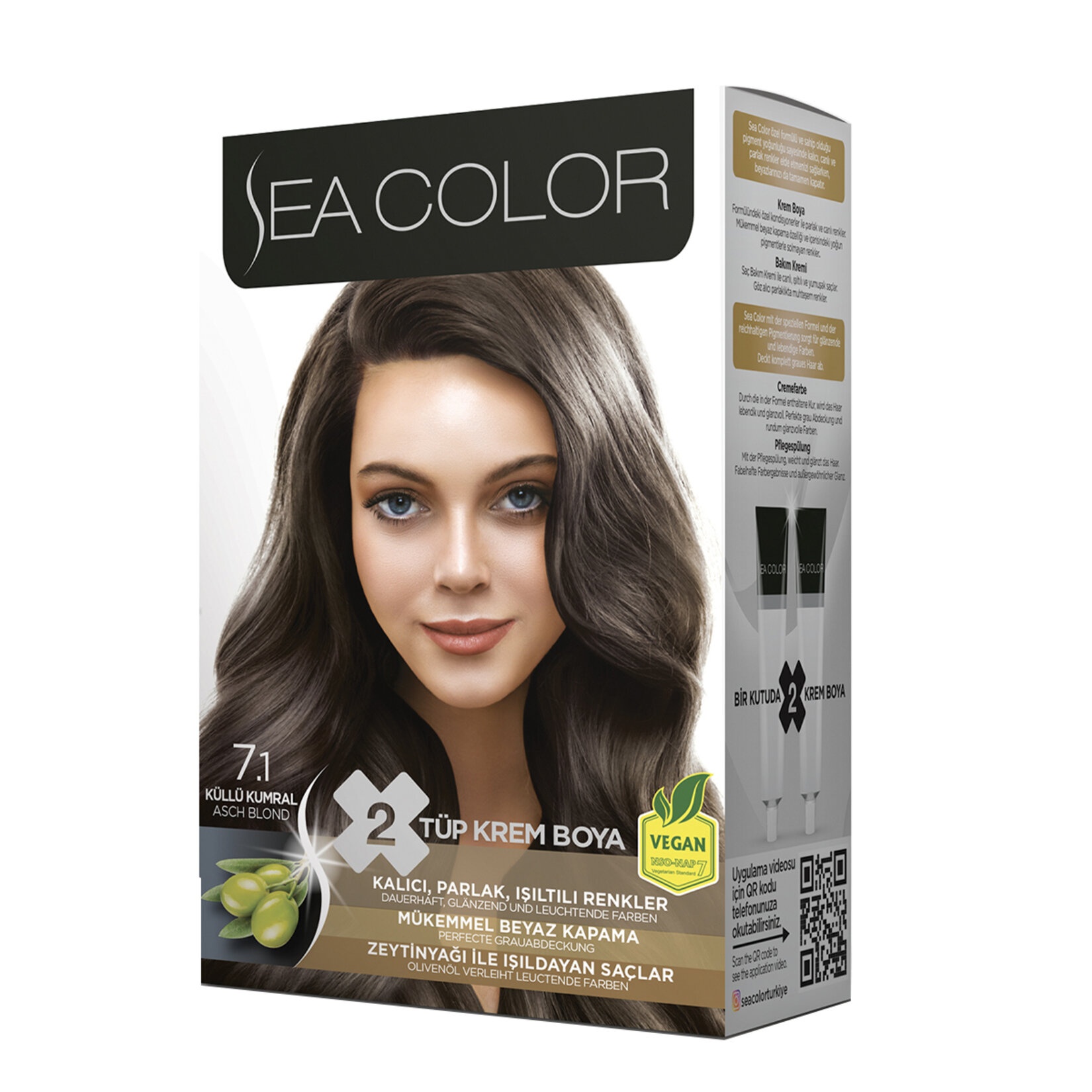 Sea Color Saç Boyası Seti 7.1 Küllü Kumral 1 Adet
