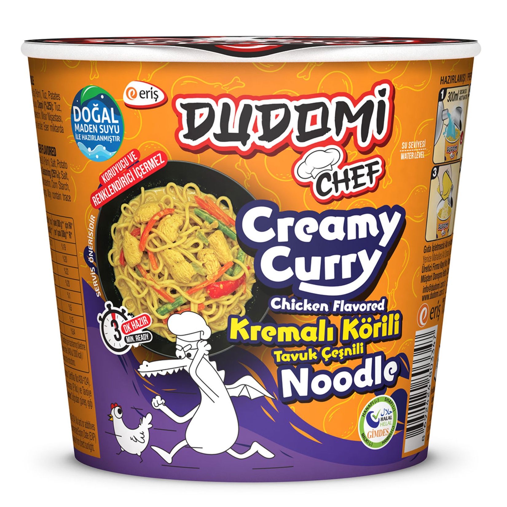 Dudomi Kremalı Körili Tavuk Çeşnili Bardak Noodle 80 Gr