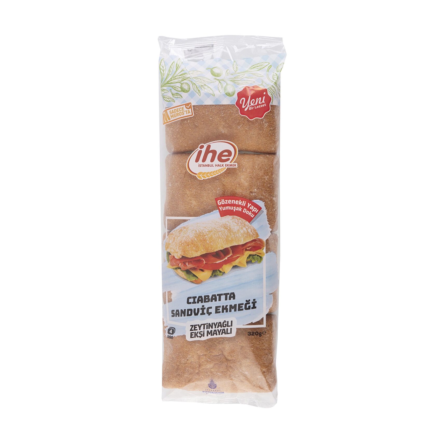 İhe Ekşi Mayalı Ciabatta Sandviç Ekmeği 4x80 Gr