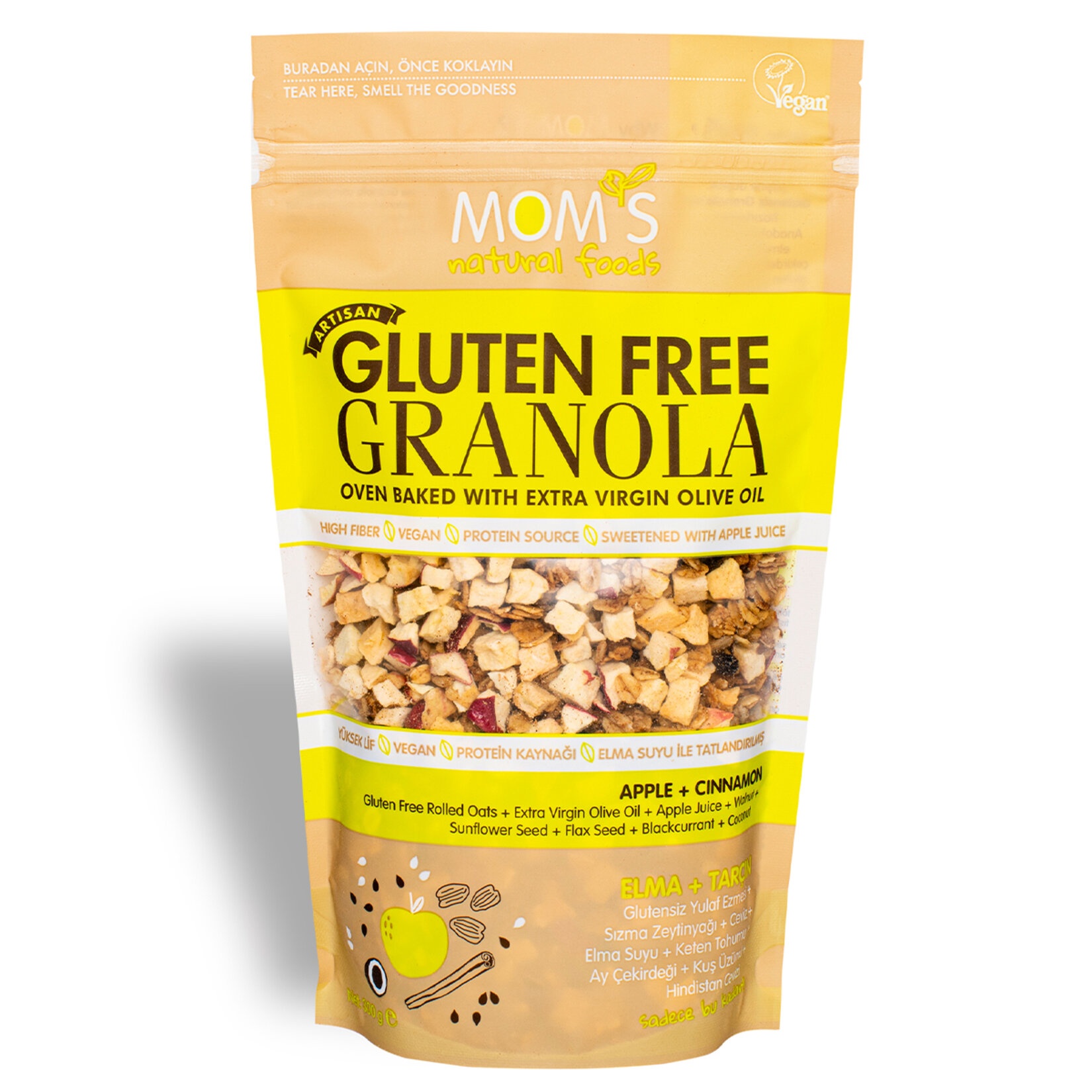 Moms Glutensiz Elmalı Tarçınlı Granola 300 Gr
