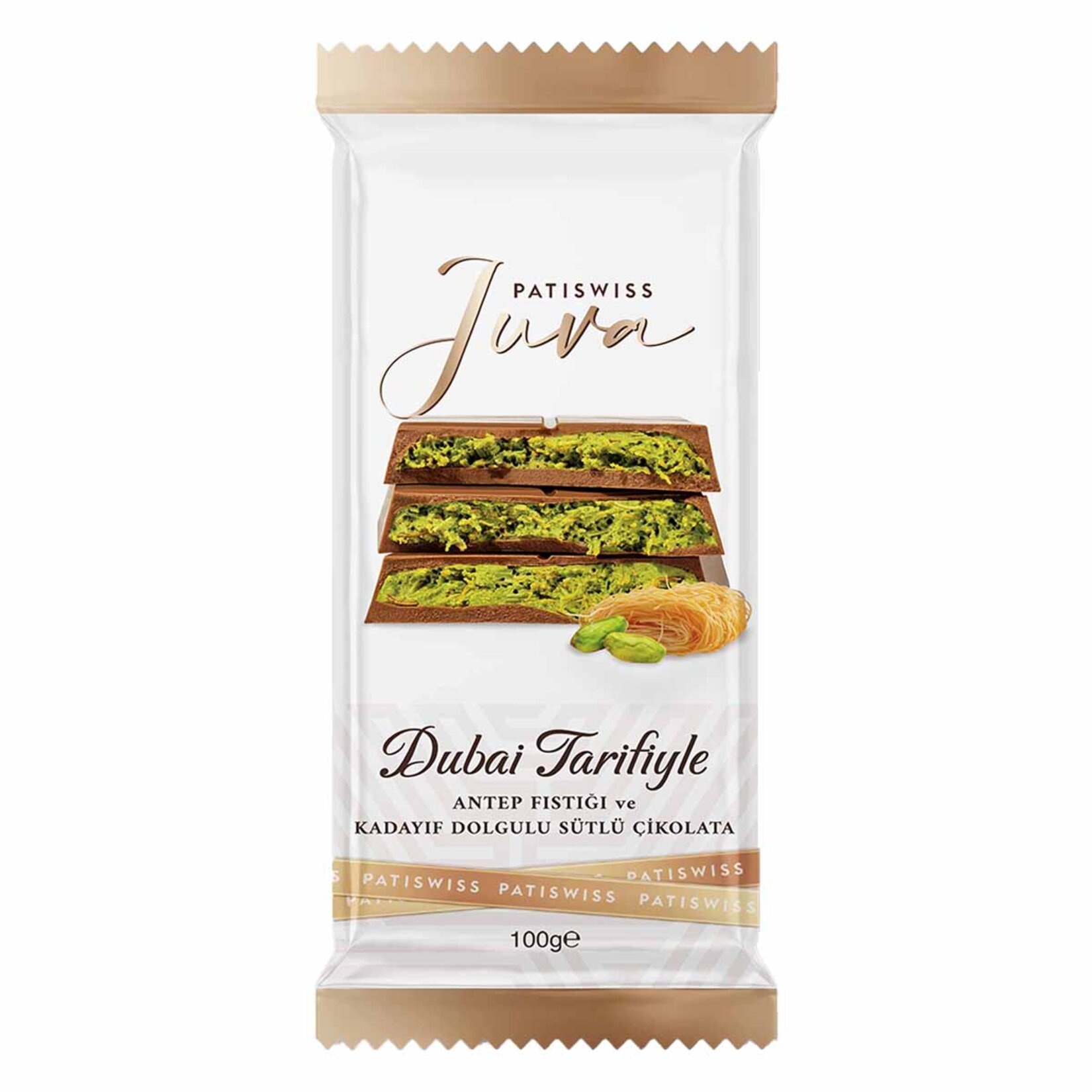 Patiswiss Antep Fıstığı Ve Kadayıf Dolgulu Sütlü Çikolata 100 Gr