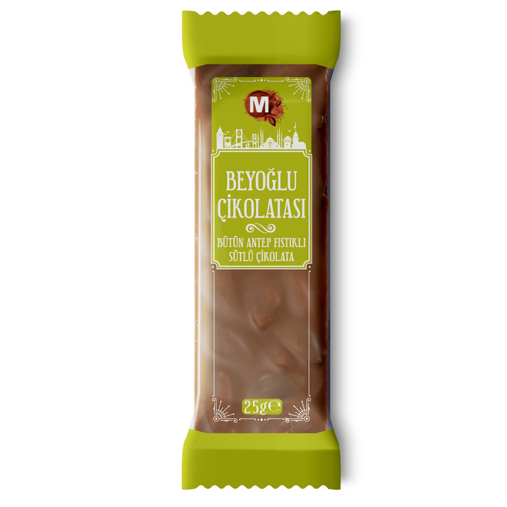 Migros Beyoğlu Çikolatası Bütün Antep Fıstıklı Sütlü 25 Gr