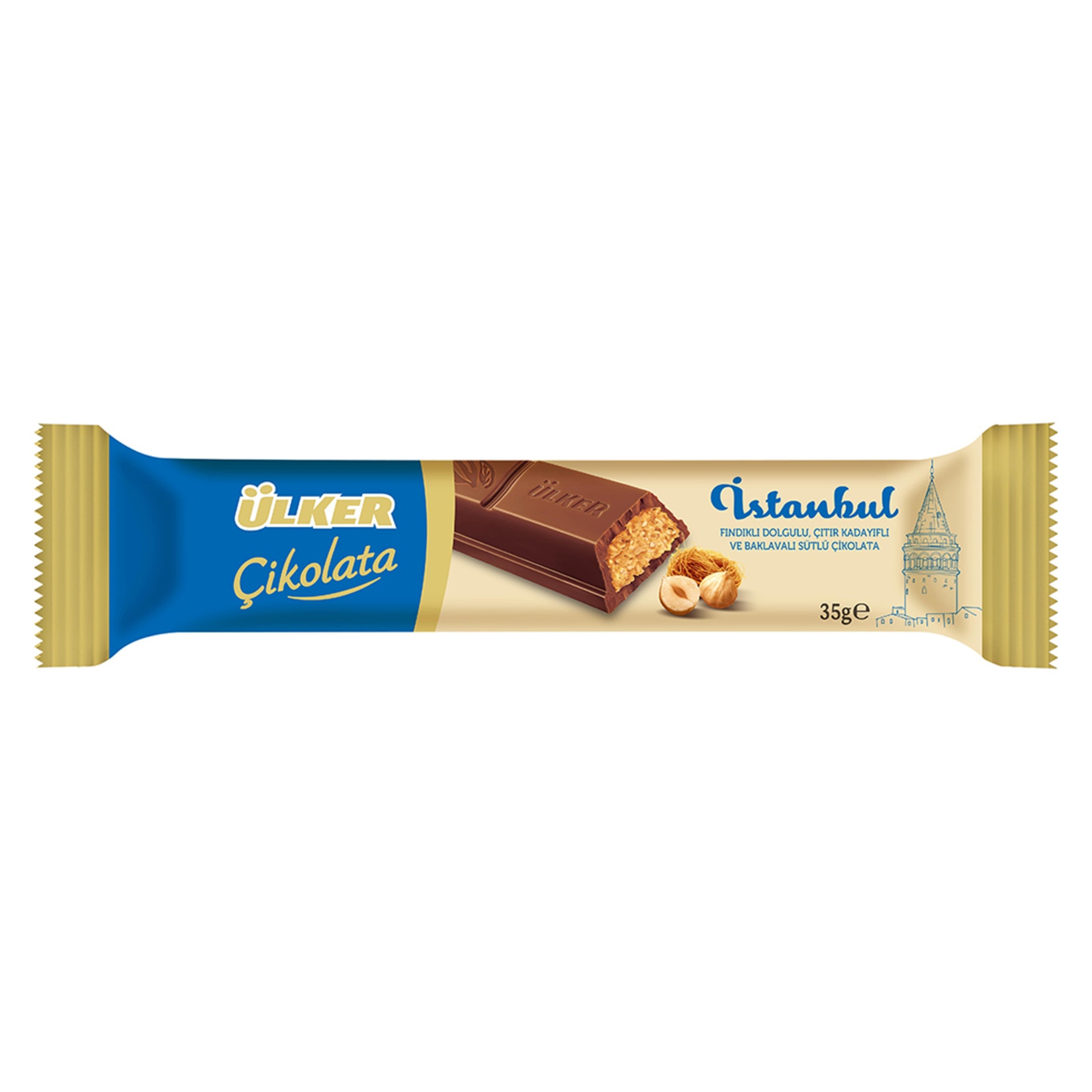 Ülker İstanbul Fındıklı & Çıtır Kadayıflı Sütlü Baton Çikolata 35 Gr
