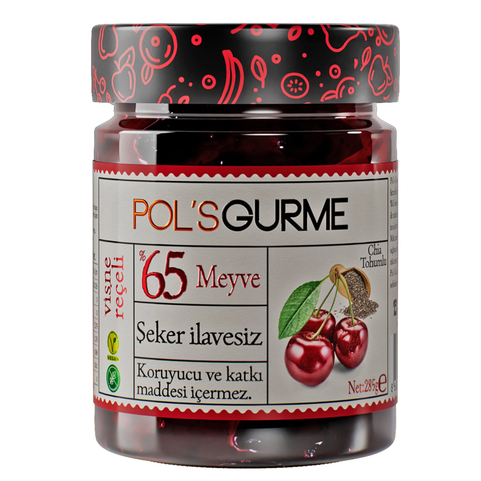 Pol's Gurme Şeker İlavesiz Vişne Reçeli 285 Gr