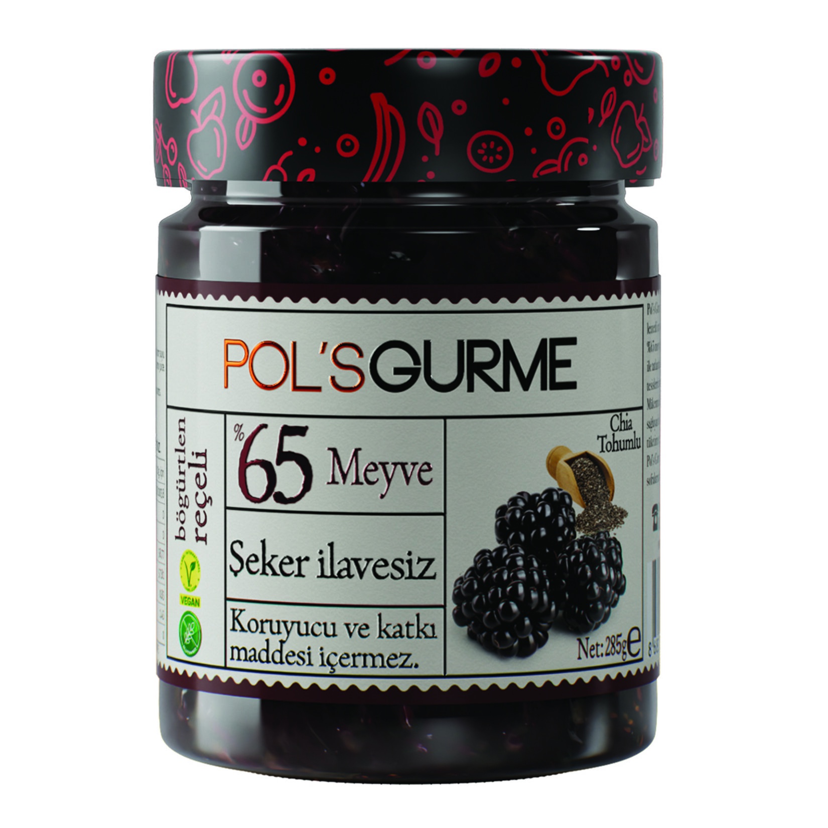 Pol's Gurme Şeker İlavesiz Böğürtlen Reçeli 285 Gr