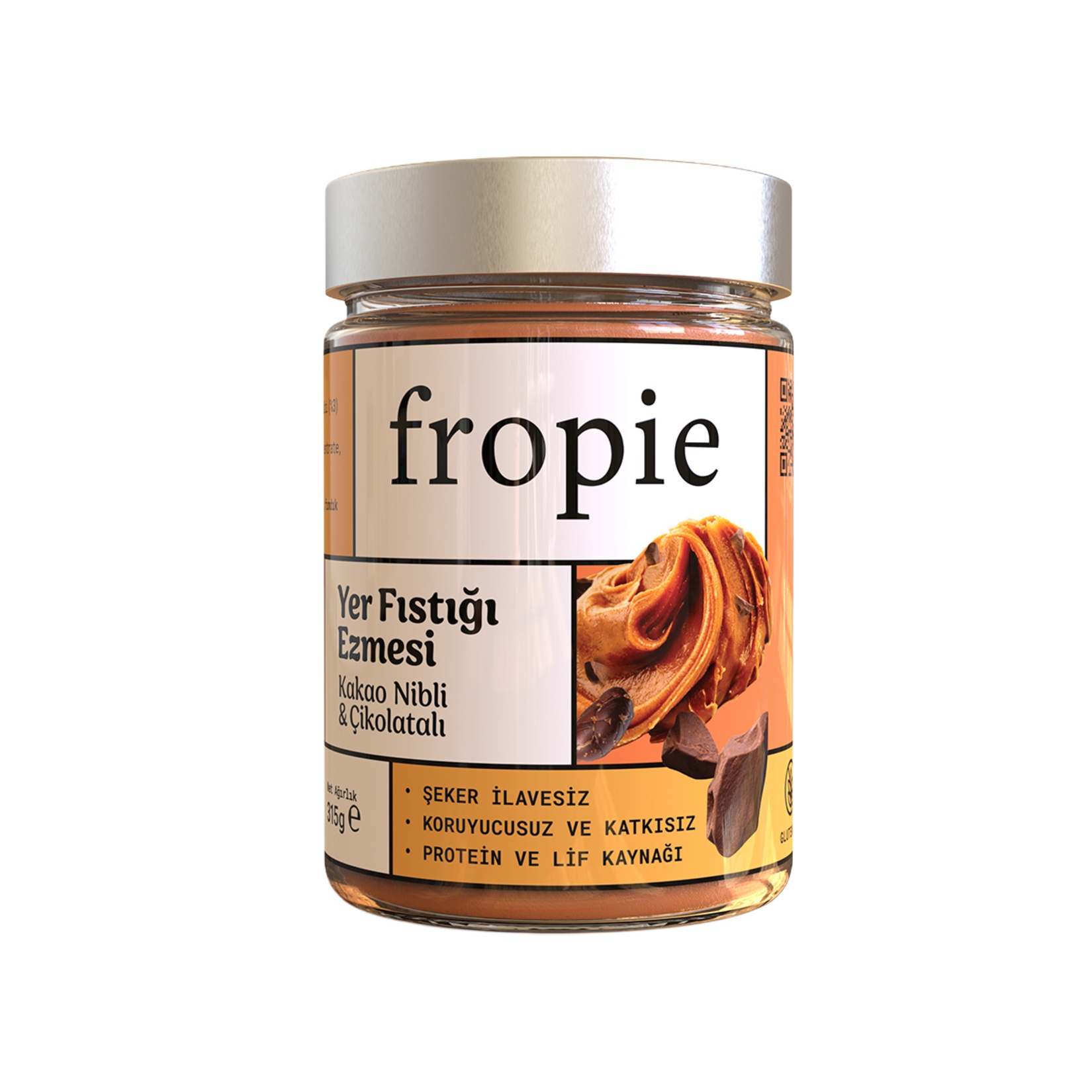 Fropie Çikolatalı Kakao Nibli Yer Fıstık Ezmesi 315 Gr