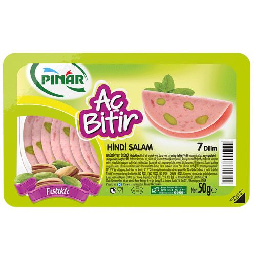 Pınar Aç Bitir Fıstıklı Hindi Salam 50 Gr