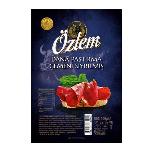 Özlem Çemeni Sıyrılmış Dana Pastırma 100 Gr