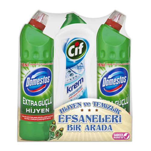 Domestos Çamaşır Suyu 2x750 Ml + Cif Krem 2.25 Lt