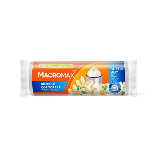 Macromax Vanilyalı Büzgülü Büyük Çöp Torbası 20 Adet