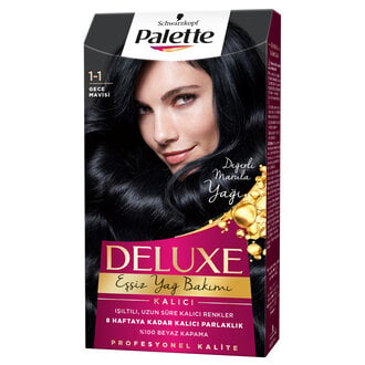 Palette Deluxe 1-1 Siyah İnci Gece Mavisi Saç Boyası 115 Ml