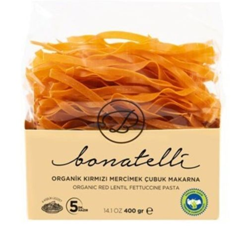 Bonatelli Organik Kırmızı Mercimekli Çubuk Makarna 400 Gr
