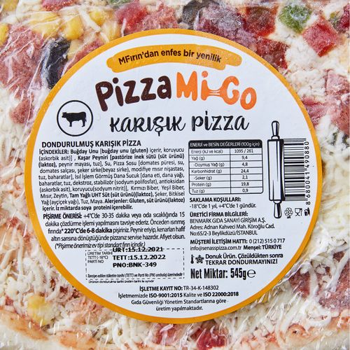 Pizza Mi-Go Karışık Pizza Dondurulmuş 545 Gr