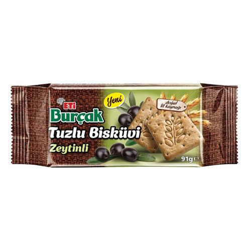 Eti Burçak Tam Buğdaylı Zeytinli Tuzlu Bisküvi 91 Gr