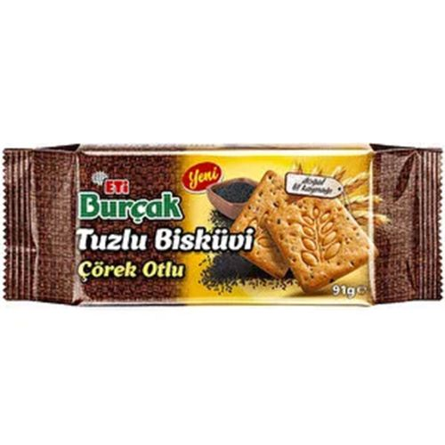 Eti Burçak Tam Buğday Çörek Otlu Tuzlu Bisküvi 91 Gr