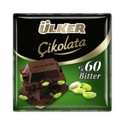 Ülker Bütün Antep Fıstıklı %60 Bitter Çikolata 65 Gr