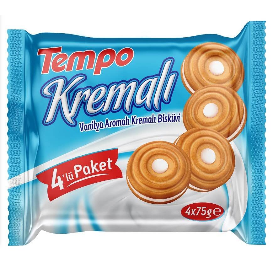 Tempo Vanilya Kremalı Bisküvi 4'lü 300 Gr