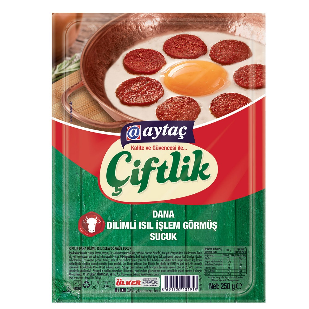 Aytaç Dilimli Dana Sucuk Isıl İşlem 250 Gr