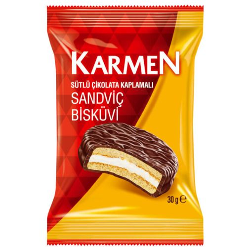 Karmen Sütlü Çikolatalı Sandviç Bisküvi 30 Gr