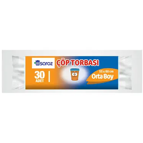 Saroz Orta Boy Çöp Torbası 55x60 Cm 30 Adet