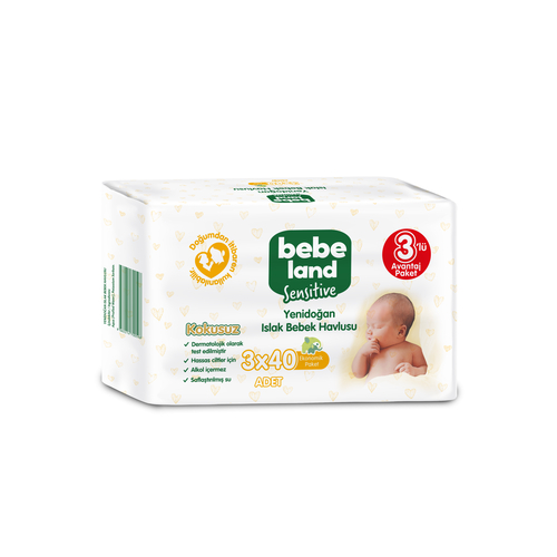 Bebeland Yenidoğan Islak Havlu 3x40 Adet