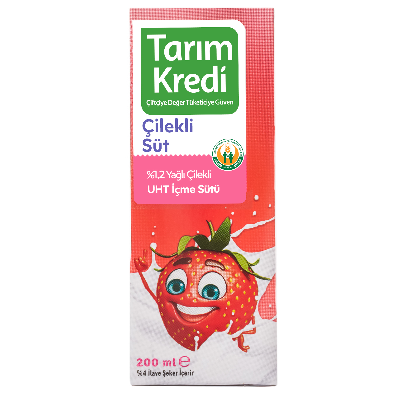 Tarım Kredi Çilek Aromalı Süt 200 Ml
