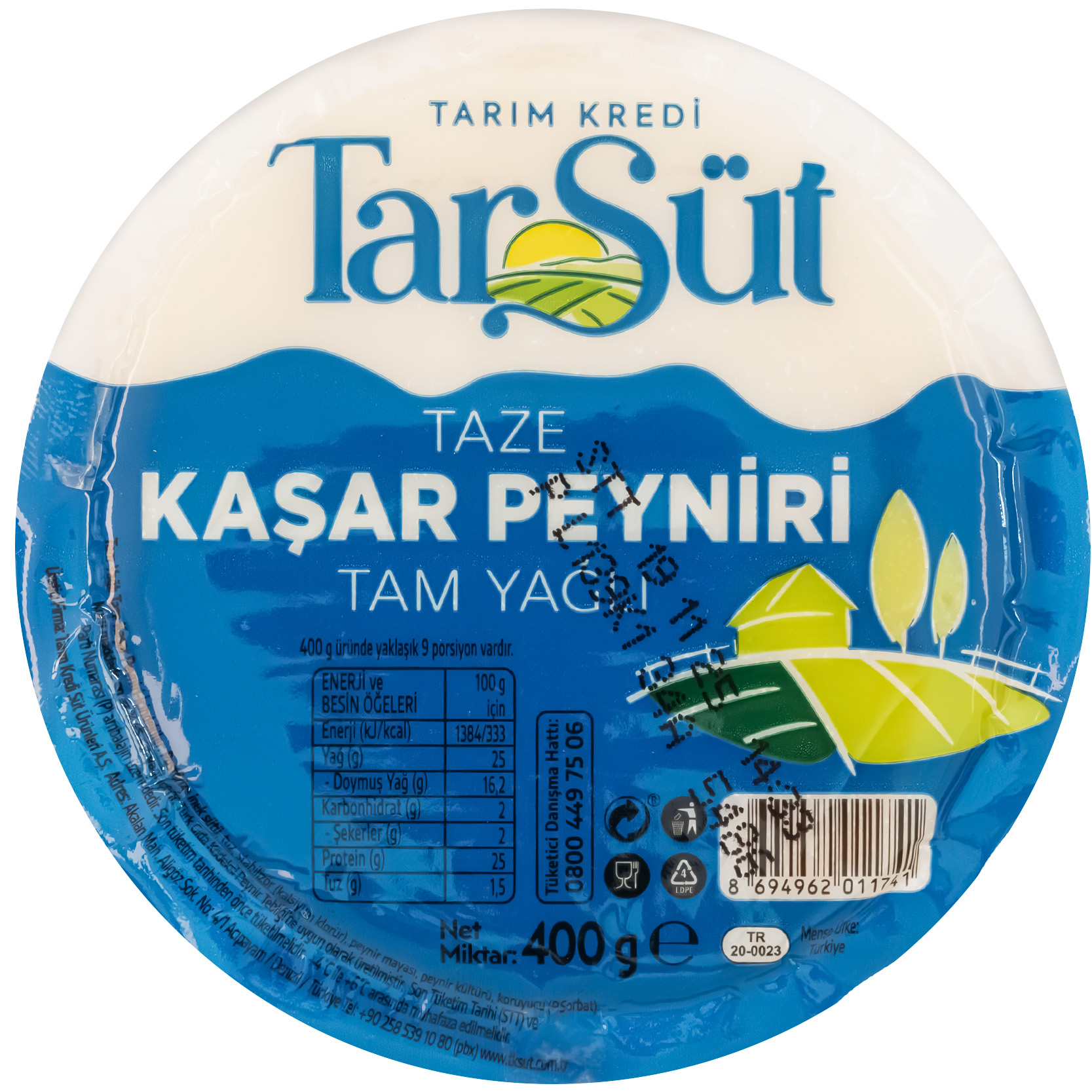 Tarsüt Tam Yağlı Kaşar Peyniri 400 Gr