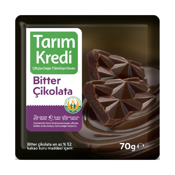 Tarım Kredi Bitter Kare Çikolata 70 Gr