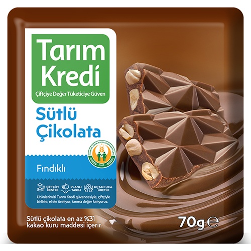 Tarım Kredi Sütlü Kare Çikolata 70 Gr