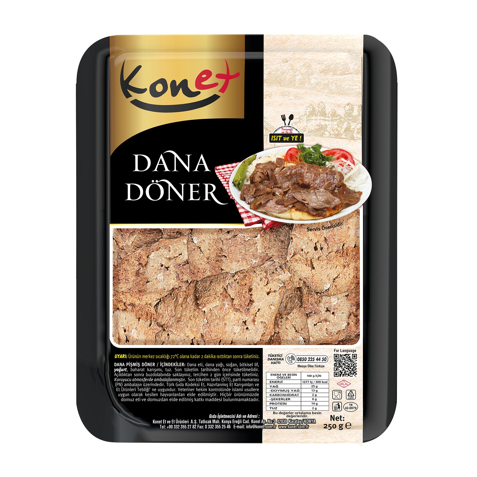 Konet Donuk Pişmiş Dana Döner 250 Gr