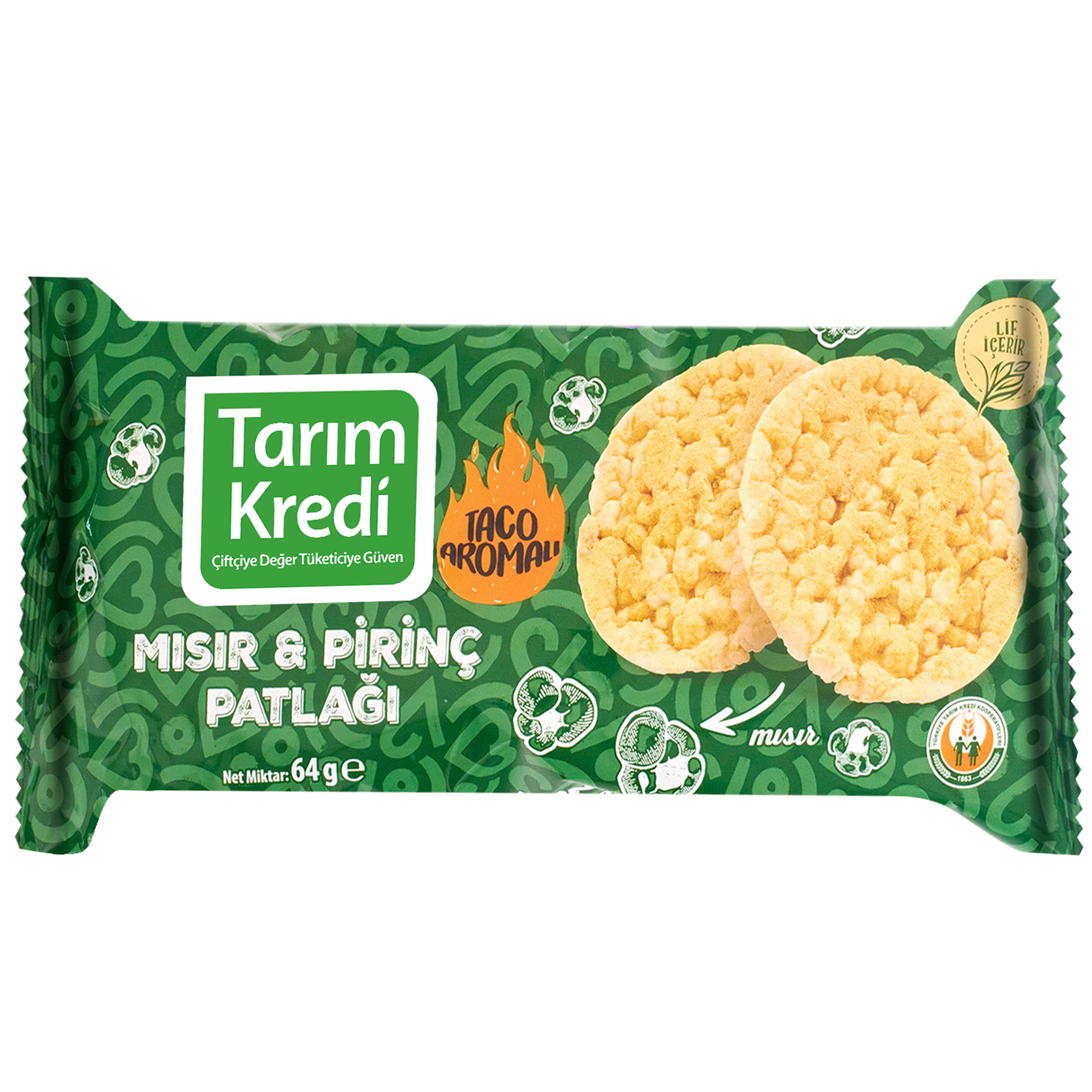 Tarım Kredi Taco Aromalı Mısır Ve Pirinç Patlağı 64 Gr