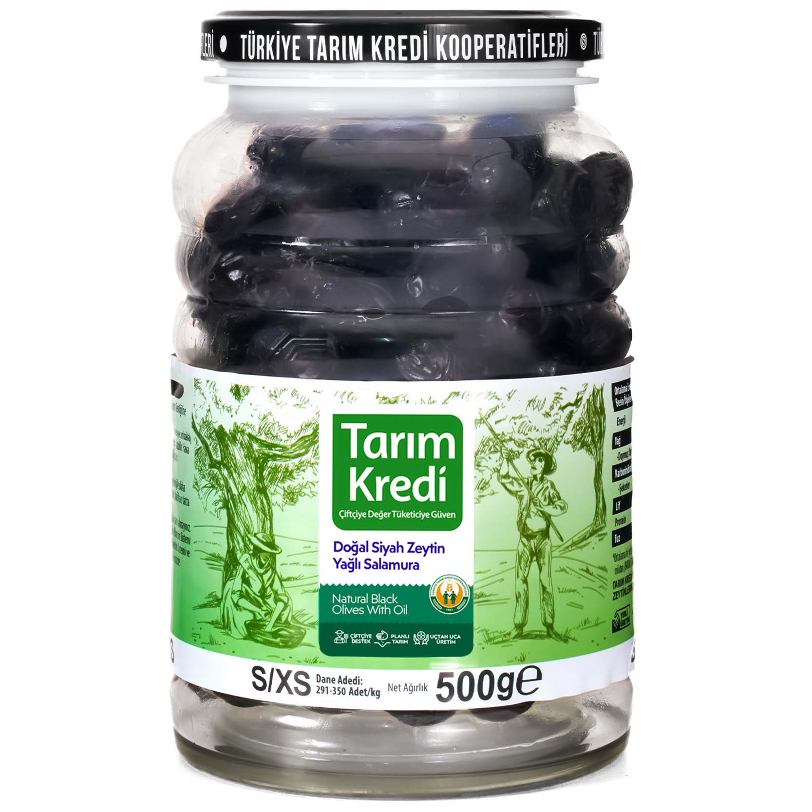 Tarım Kredi Yağlı Salamura Siyah Zeytin S-Xs 500 Gr