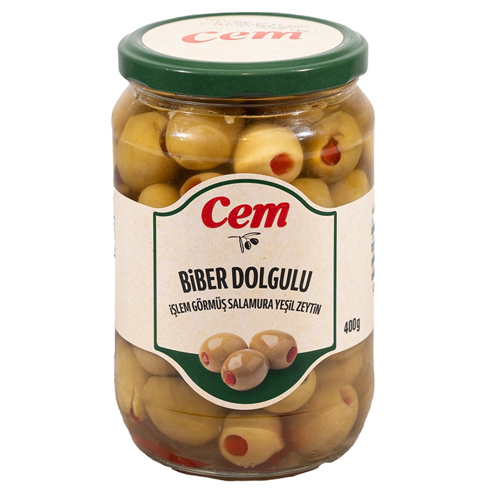 Cem Biber Dolgulu Yeşil Zeytin 400 Gr