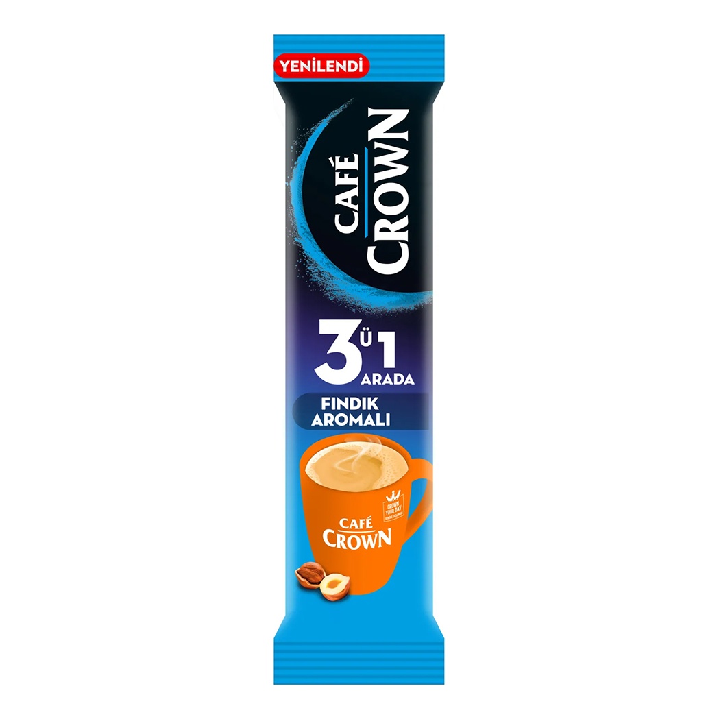 Café Crown 3ü1 Arada Fındık Aromalı Kahve 18 Gr