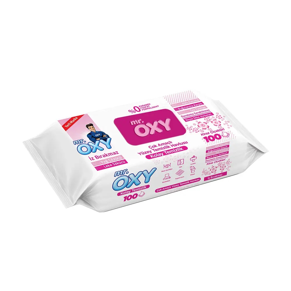 Mr. Oxy Kiraz Çiçekleri Yüzey Temizleme Havlusu 100 Adet