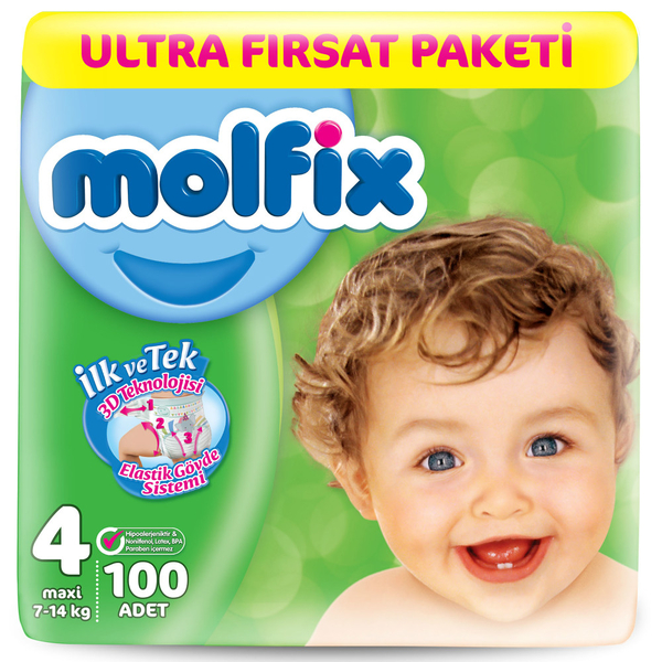 Molfix Ultra Fırsat Paketi Maxi 4 Numara Bebek Bezi 100 Adet