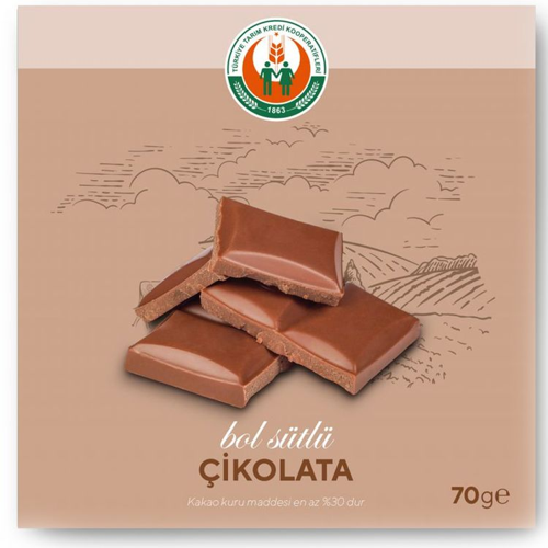 Tarım Kredi Sütlü Kare Çikolata 70 Gr