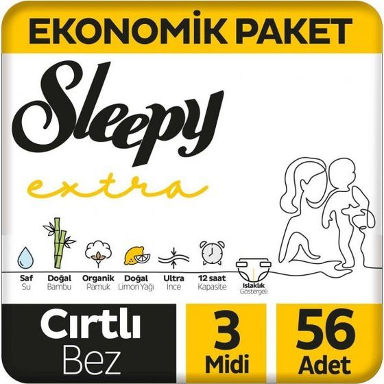 Sleepy Extra Jumbo Midi Bebek Bezi 56 Adet